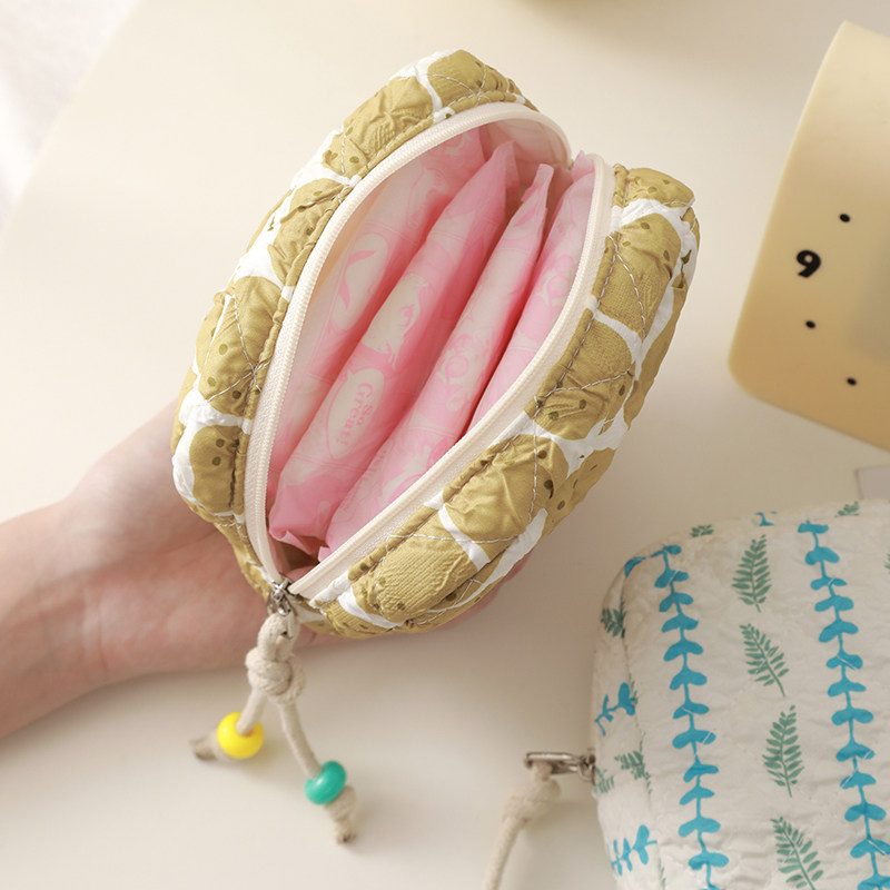 女生经期卫生巾收纳小包姨妈巾收纳包便携式拉链学生款简约收纳袋