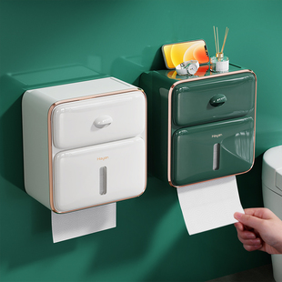置物架浴室抽纸盒厕纸盒 卫生间厕所纸巾盒洗手间防水免打孔壁挂式