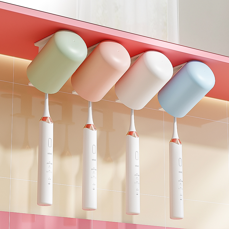 镜柜下牙刷架漱口杯挂架壁挂式