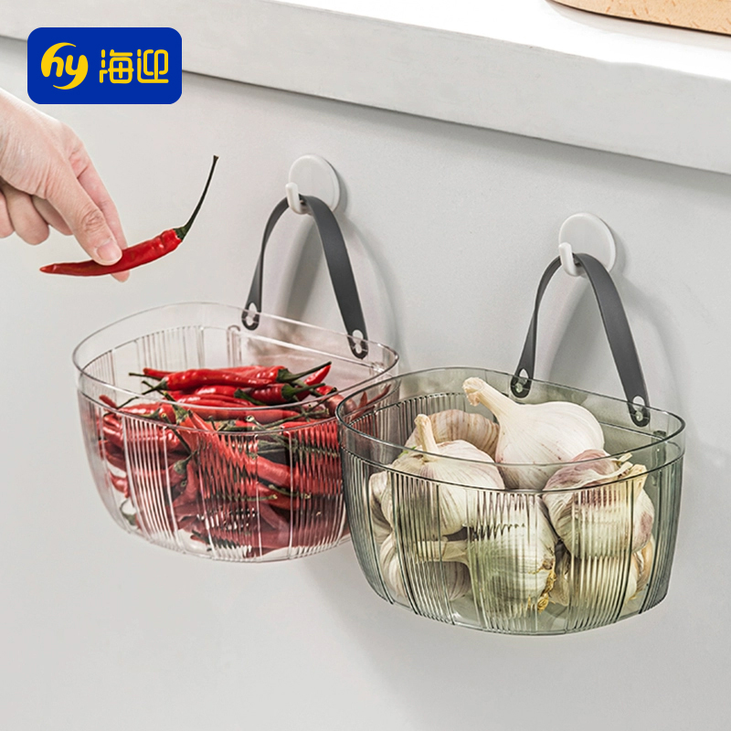 厨房葱姜蒜收纳筐壁挂免打孔