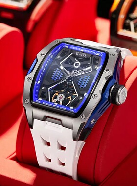 德国布加迪男士手表酒桶型全自动机械表名牌正品潮流夜光镂空十大