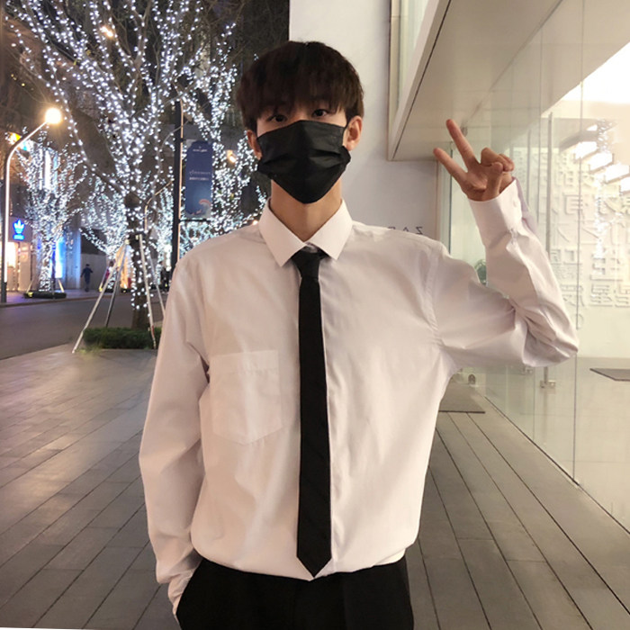 白衬衫男女学生宽松上班休闲宽松学院风青年班服团体长短袖衬衣潮