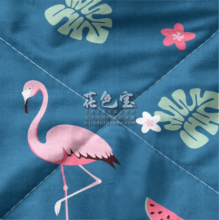 花色宝 PSD智能绗缝被细节展示 空调被机絎花型 细节样机背景素材