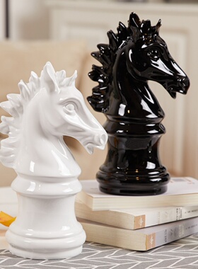 优艺诗 现代简约国际象棋马头装饰摆件家居工艺品软装配饰