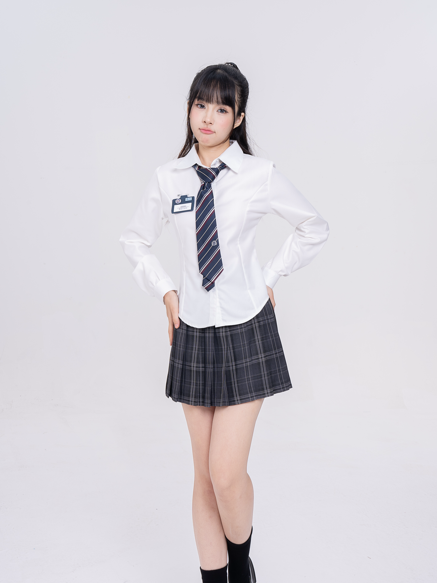 JK学院收腰长袖衬衫韩式修身衬衣