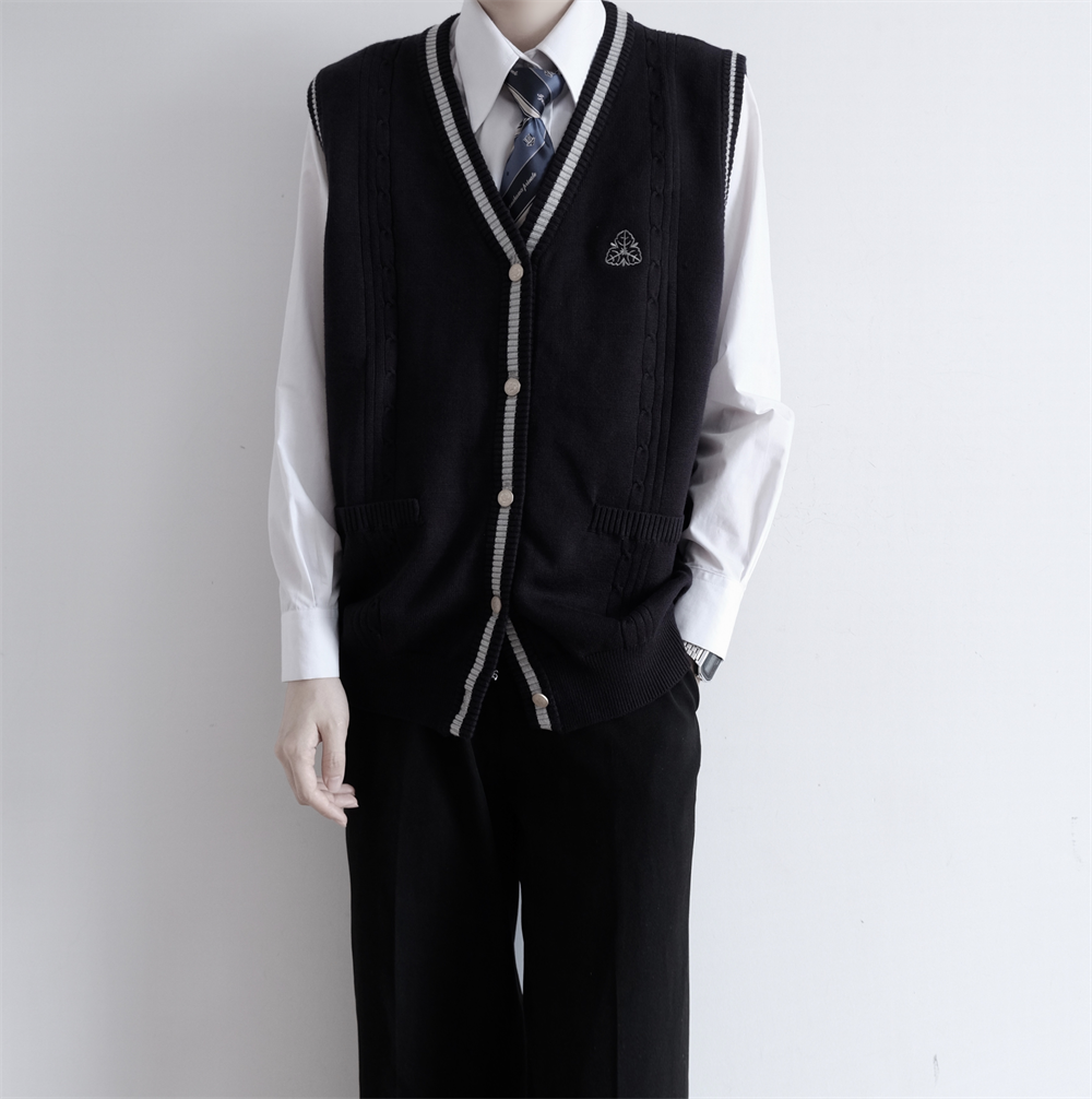 刺篇DK制服毛衣背心针织开衫马甲