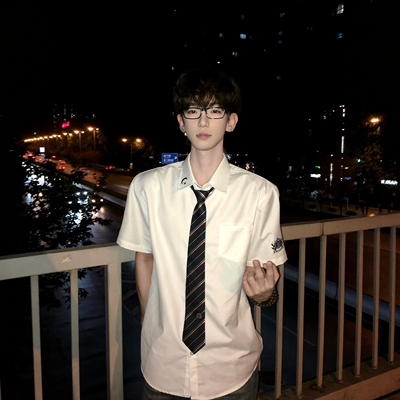 【刺篇】破星 DK制服男款短袖衬衫日系学生白色衬衣休闲上衣夏季