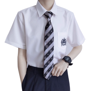 【刺篇】水星高男款 原创日系jk/dk制服短袖刺绣白衬衫休闲夏款男