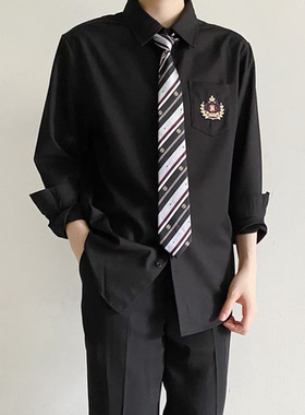 【刺篇】古原新款DK制服正版黑色白色长袖衬衫日系衬衣上衣男春秋