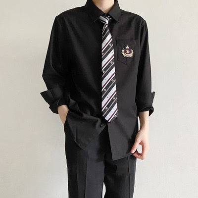 【刺篇】古原新款DK制服正版黑色白色长袖衬衫日系衬衣上衣男春秋