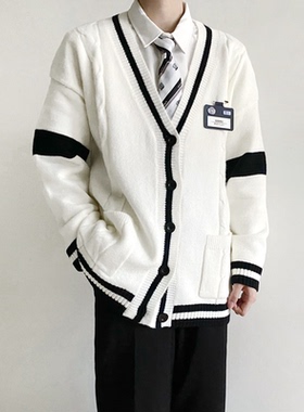 【刺篇】DK制服男女款针织开衫秋冬季校园风宽松日系毛衣休闲外套