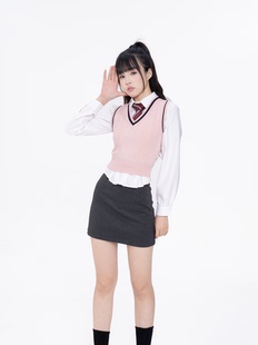 显瘦毛衣马甲背心衬衫 月辉jk日系学院风针织修身 裙子套装 刺篇