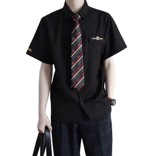 【刺篇原创】本町高男款 原创日系jk/dk制服短袖黑色金刺绣白衬衫