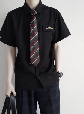 【刺篇原创】本町高男款 原创日系jk/dk制服短袖黑色金刺绣白衬衫