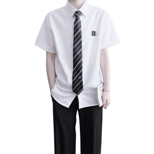 【刺篇】原创DK制服日系男款短袖刺绣休闲白衬衫男士衬衣夏季