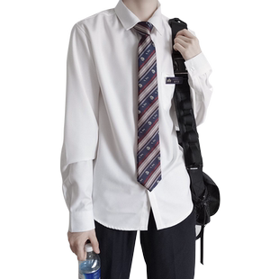 【刺篇】日系DK制服男款基础款加绒加厚纯色休闲长袖衬衫秋冬款