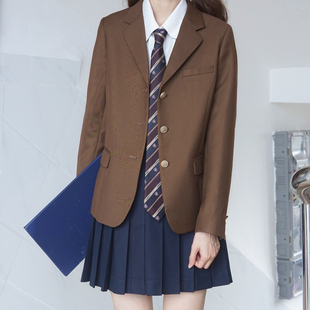 原创校供感三粒扣女茶色西装 jk制服正版 西服外套全套套装 刺篇