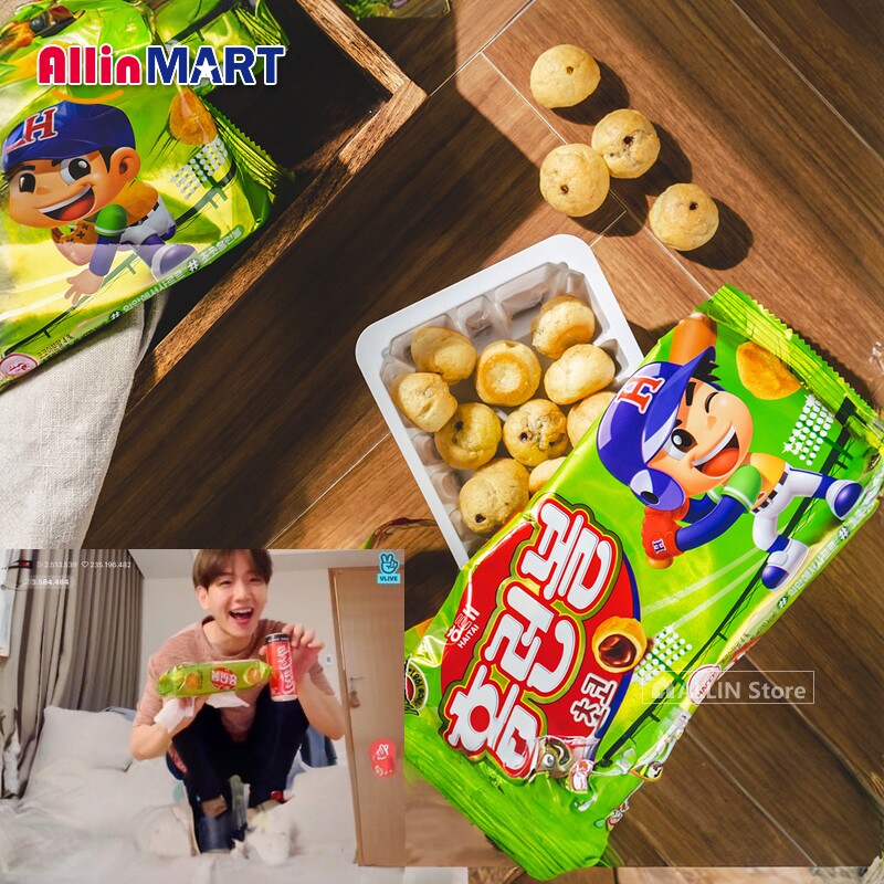 边伯贤同款 巧克力泡芙饼干韩国进口海太休闲零食奶油夹心饼干46g