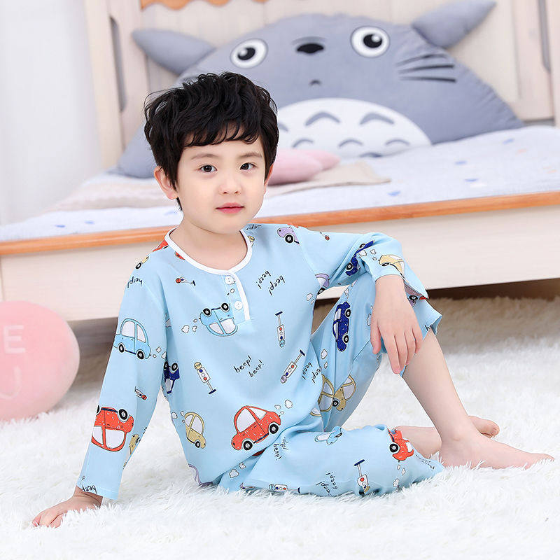 睡衣棉球男童连体女童棉绸十岁吸汗睡衣春款小朋友女宝宝幼儿必备
