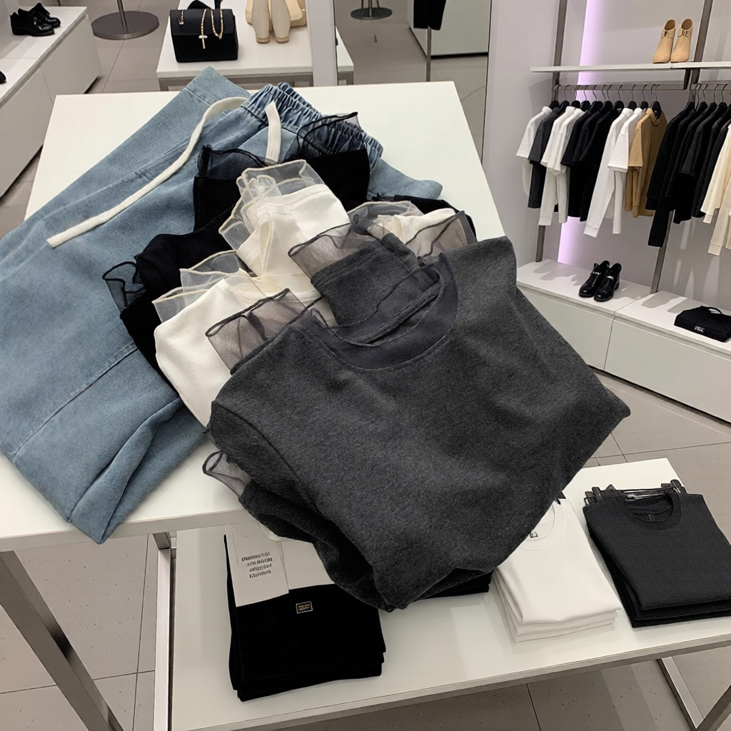 秋冬洋气复古网纱拼接圆领薄绒长袖打底衫女弹力百搭显瘦正肩内搭