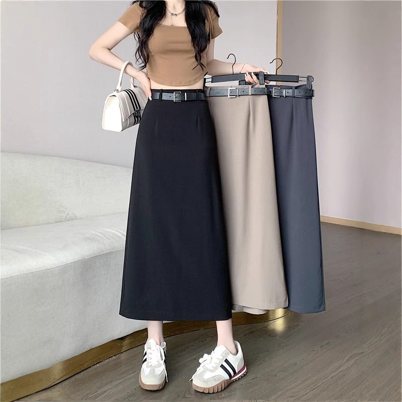 高级感西装半身裙女早秋新款设计感小众高腰开叉中长款a字裙批发