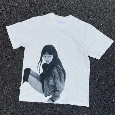 25ss“栗山千明”photo人像复古纯棉印花宽松美式重磅短袖T恤男款