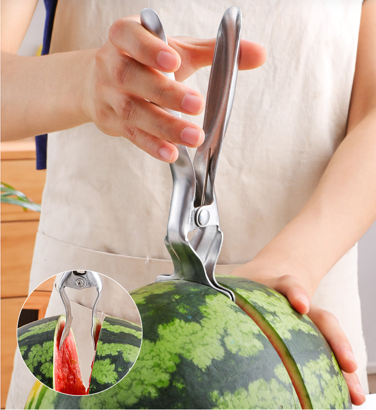 开西瓜钳子水果店展示瓜专用掰西瓜工具夹不锈钢西瓜对半分切神器