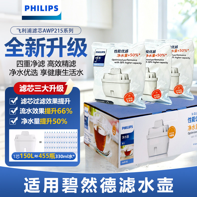 碧然德适用滤芯飞利浦净水壶过滤净水器家用滤水壶专家版PRO滤芯