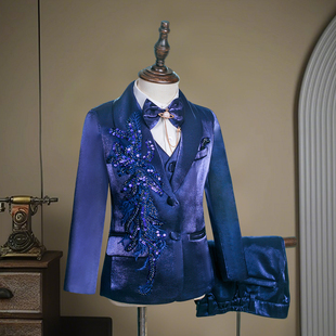 男童西装套装英伦高端帅气儿童走秀小礼服主持人小西服钢琴演出服