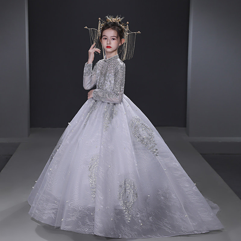 儿童礼服公主裙女童2025新款气质女孩主持时尚长袖钢琴演出服高端,童装/婴儿装/亲子装,儿童礼服,淘宝优惠券,粉丝福利购,淘宝优惠卷