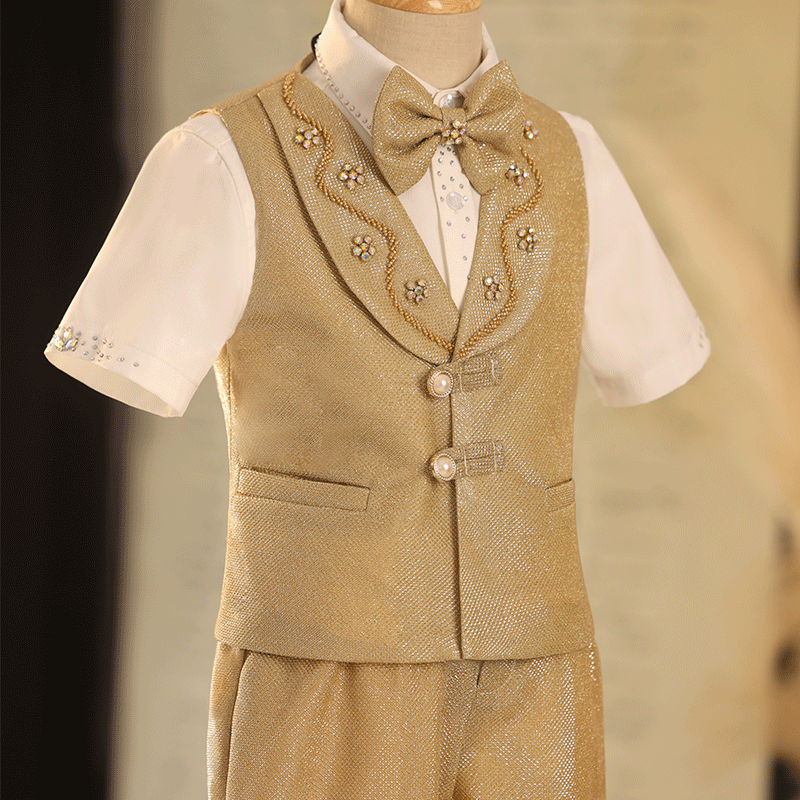 兒童西裝套裝男童禮服馬甲