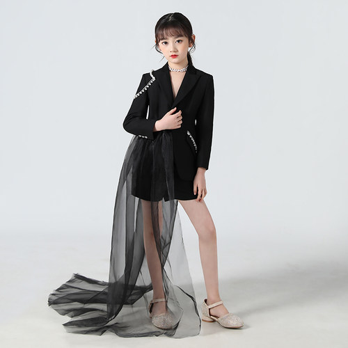 女童西装套装模特走秀演出服