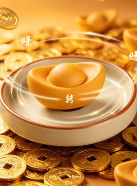 一转就赚｜旋转金元宝招财小摆件