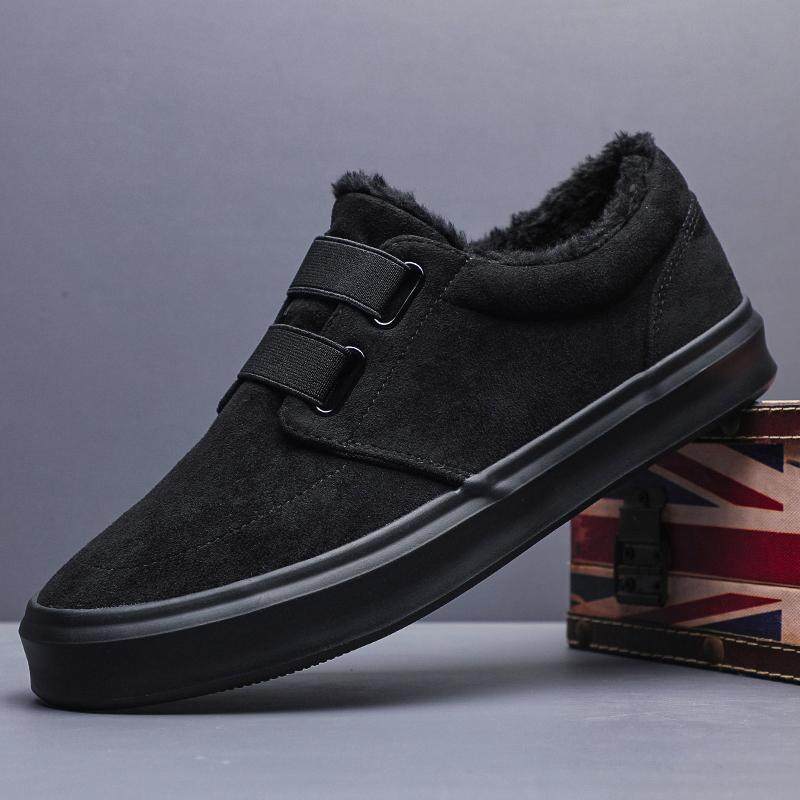 冬季老北京布鞋男加绒保暖休闲棉鞋男款厚底一脚蹬防滑雪地靴冬鞋