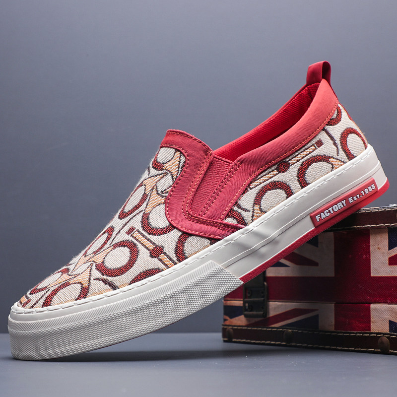 爆款潮男布鞋2026新款透气印花休闲鞋潮流一脚蹬懒人鞋低帮帆布鞋,流行男鞋,帆布鞋,淘宝优惠券,粉丝福利购,淘宝优惠卷