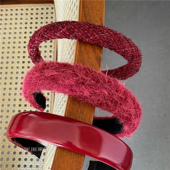 韩女同款 质感加厚 压发头箍新款 节日氛围感红色发箍 毛绒布艺宽版