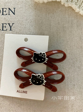 黑皮kt边夹！高版甜美红色发夹可爱小猫咪侧边刘海夹金属碎发饰女