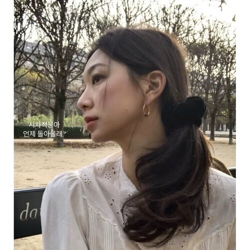 温柔秋日~Feve同款黑色丝绒大肠发圈大号酒红发绳女丸子头高马尾