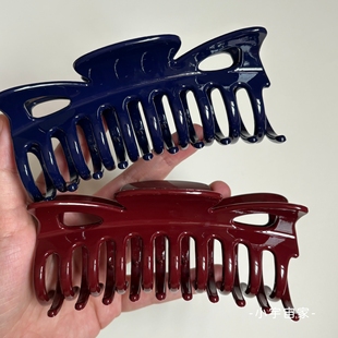大号老友记瑞秋同款宝石蓝色抓夹绝美发夹法式复古小众鲨鱼夹发抓