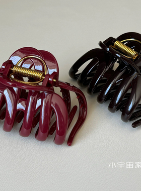 发量多入！超大号抓夹巨无霸发抓仿醋酸鲨鱼夹加宽南瓜夹红色发夹