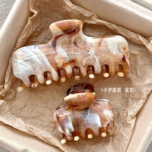 温柔沙漠~ 泡芙立体感高端抓夹加厚法式纹理晕染半扎发量少鲨鱼夹