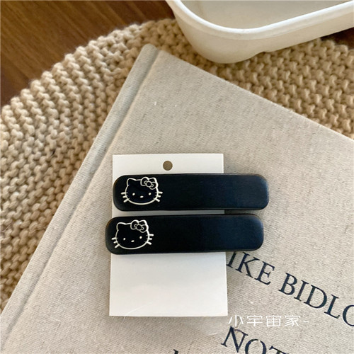 黑皮KT发夹！法式甜美卡通小猫咪刘海夹女碎发卡侧边夹鸭嘴夹发饰