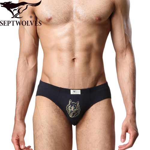 七匹狼男三角裤纯棉内裤时尚狼头