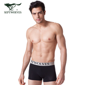 七匹狼内裤 男平角裤 莫代尔宽边时尚 2条盒装 四角短裤 头衩透气舒适