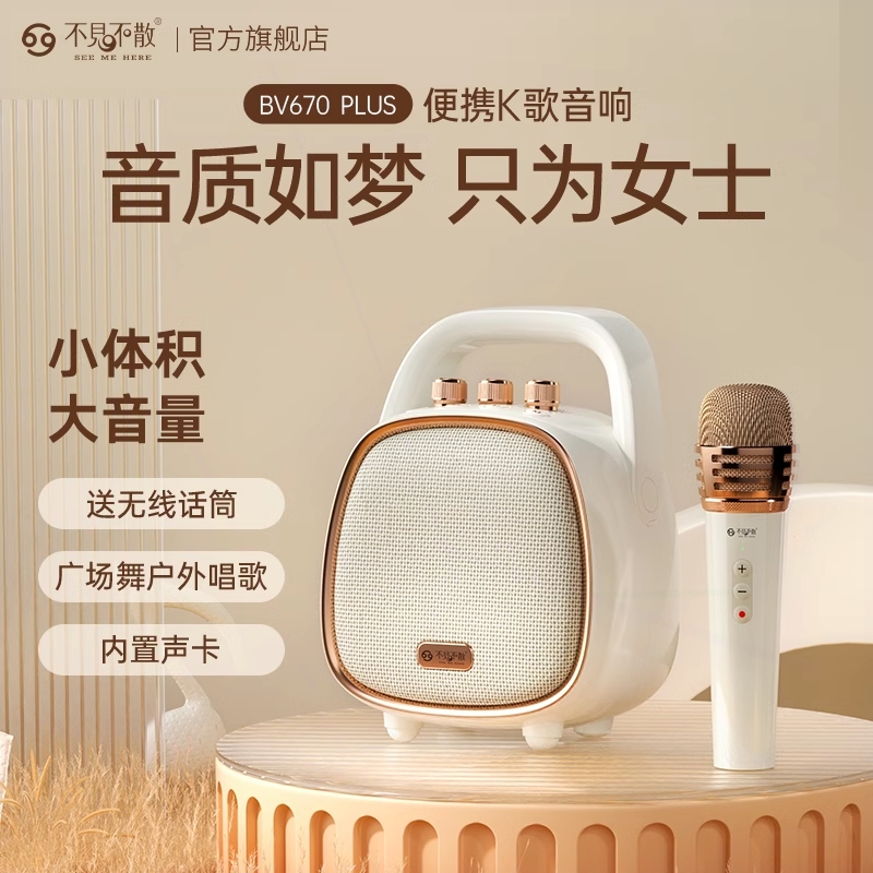 不见不散高端k歌音响麦克风一体小音箱自带声卡高音质家用KTV蓝牙