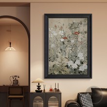 法式复古抽象植物花卉中古风挂画高级感装饰画客厅玄关纯手绘油画