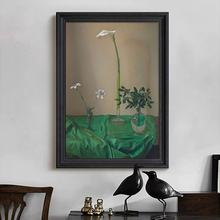法式复古绿植花卉桌面摆件高级感装饰挂画客厅玄关中古风手绘油画