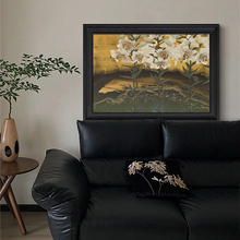 法式中古风植物花卉卧室床头装饰挂画高级感客厅玄关横板手绘油画