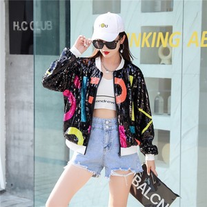 RM24992#网红棒球服亮片外套女2023新品秋季ins潮宽松韩版春秋炸街百搭款