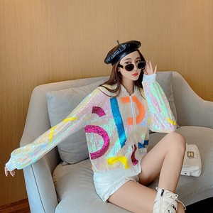 RM24992#网红棒球服亮片外套女2023新品秋季ins潮宽松韩版春秋炸街百搭款